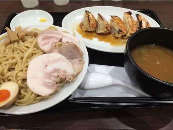 「つけ麺全部のせ&餃子」@自家製麺 佐野 イオンモール春日部店の写真