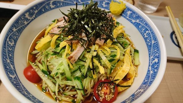 「冷やし中華（夏限定）＋大盛＋餃子」@与ろゐ屋の写真