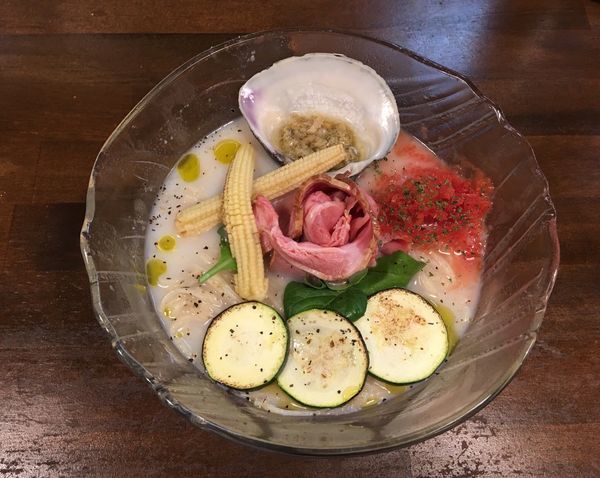 「冷たい貝のポタージュ」@CLAM＆BONITO貝節麺RAIKの写真