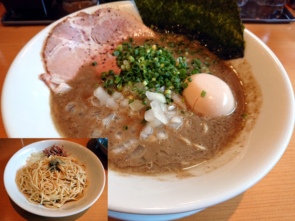 「濃厚泥煮干中華そば+半熟煮玉子+替え玉」@麺屋 まほろ芭の写真