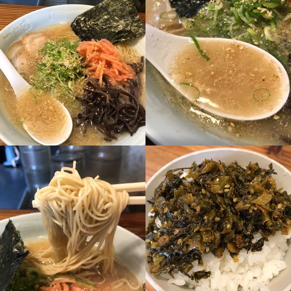 「らーめん¥650&サービスライス中盛&辛子高菜」@博多濃麻呂 二子玉川店の写真