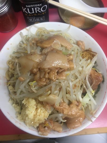 「汁なし大ラーメン   全部  ➕ ニンニク多め」@ラーメン二郎 環七一之江店の写真