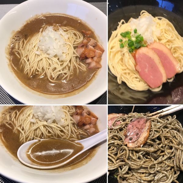 「かけそば（塩）& 《限定》黒油そば」@煮干乱舞の写真