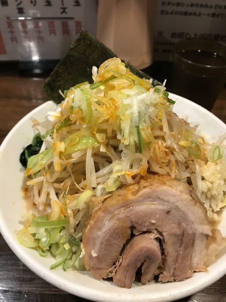 「ミニラーメン豚¥780+海苔レンソウ」@ちばから 渋谷道玄坂店の写真
