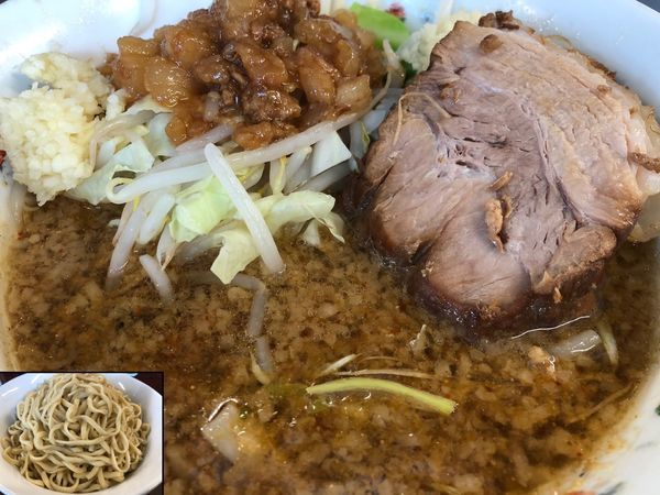 「小つけ麺＋アブラ＋ニンニク」@ラーメン二郎 めじろ台店の写真