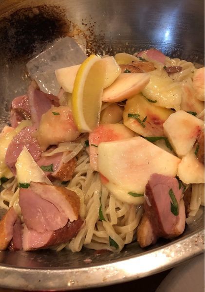 「冷製　桃と鴨のガトリング式他」@ラーメン カワタカの写真
