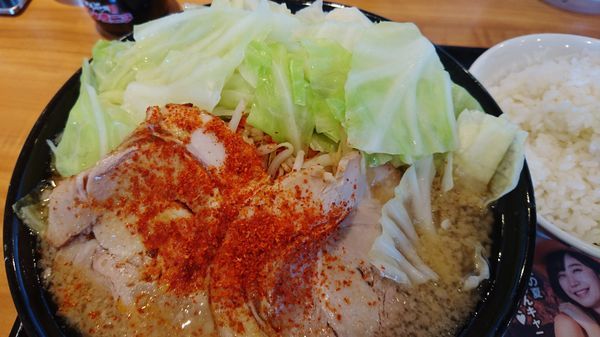 「限定/ぐらんキャニオン+キャベツ+ライスW」@らあめん花月嵐 立川西砂店の写真