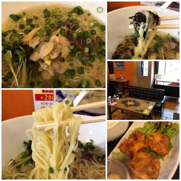 「あさり冷やしらーめん750円＋ﾗﾝﾁｾｯﾄ（唐揚げ）」@あさり屋の写真
