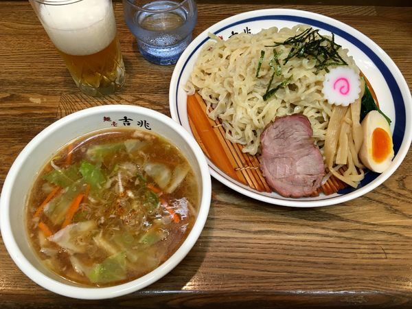 「アサヒスーパードライ中瓶 → ざる中華」@青竹平打ち中華そば 麺壱吉兆の写真
