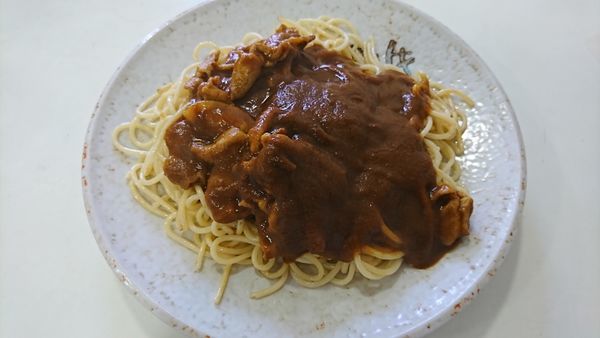 「カレースパゲティー　５５０円」@キッチン貝殻の写真