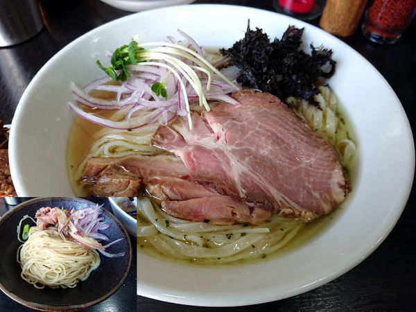 「冷やしそば(塩)+厚切り豚+冷やし和え玉(醤油)」@陽はまたのぼるの写真