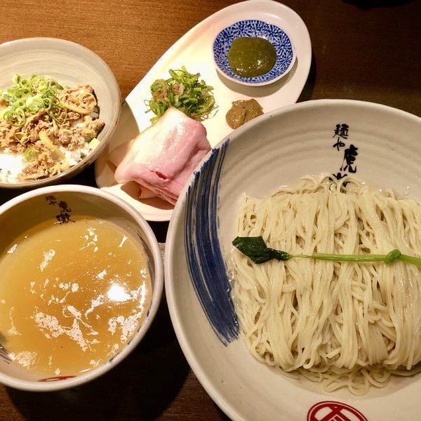 「【数量限定】薬涼潮つけそば（大盛）〆の鴨しぐれ煮冷や飯」@麺や 虎徹の写真