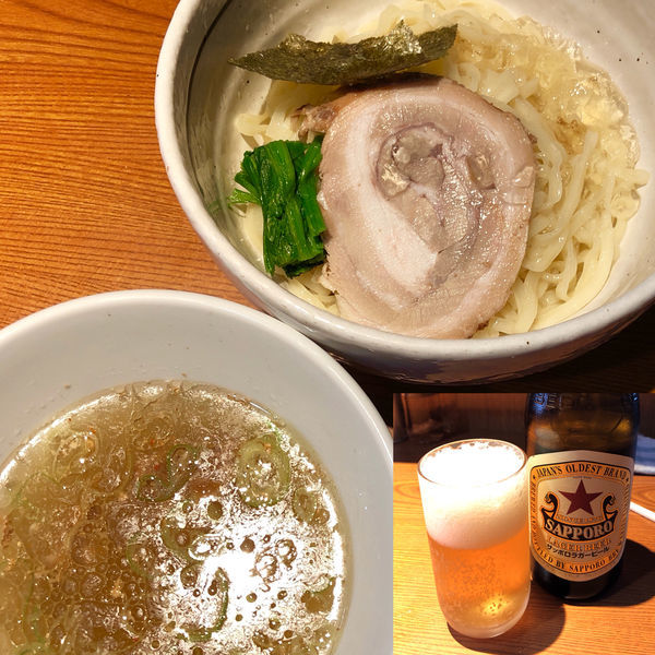 「塩生姜つけ麺＋ビール（赤星）」@らぁめん 生姜は文化。の写真