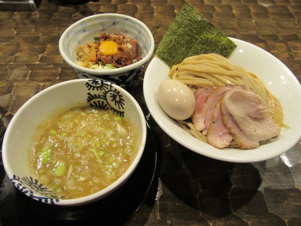 「龍介つけそば大盛（８８０円）＋特級ＴＰ＋ＥＢＩライス」@特級鶏蕎麦 龍介の写真