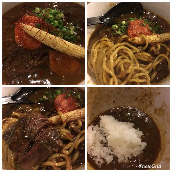 「【限定】 欧風牛スジカレーかけそば」@中華蕎麦 はざまの写真