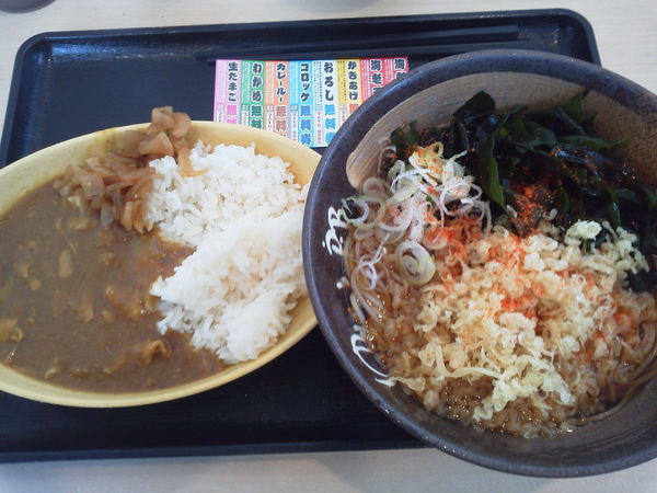 「ミニカレーセット550+わかめ100＝650円」@ゆで太郎 入間宮寺店の写真