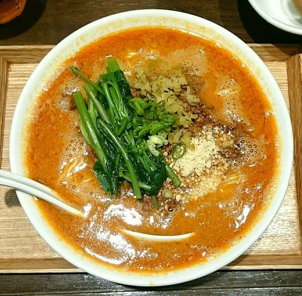 「汁あり担々麺(辛さ3 痺れ3) 紅油水餃」@六坊担担面の写真