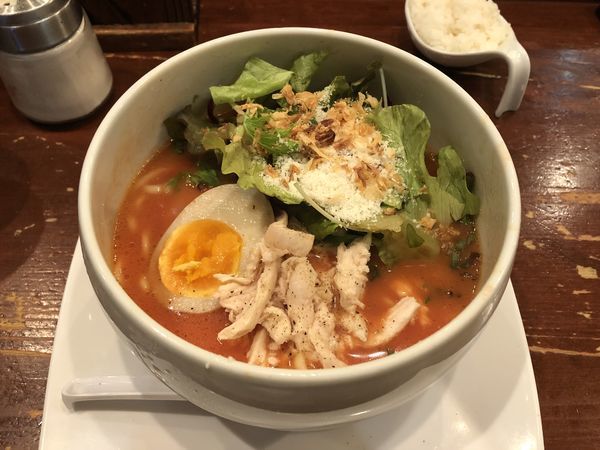 「トマト麺」@鶏白湯麺 蔭山 高田馬場店の写真