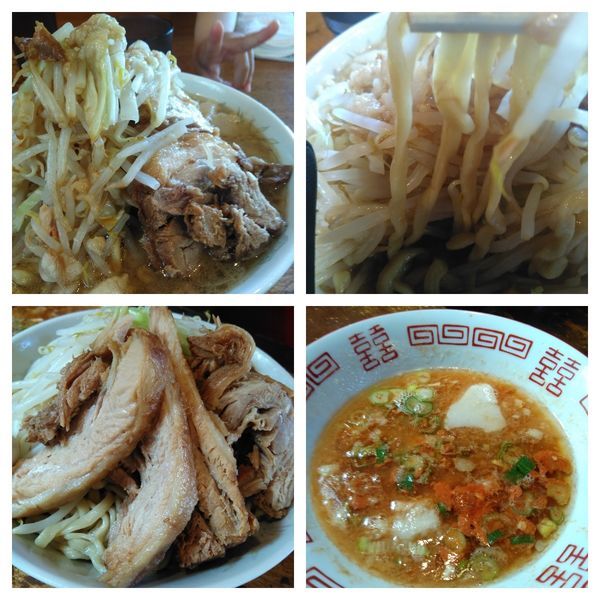 「小ラーメン（ニンニクちょっと他全部）＋豚増しつけ麺」@ラーメン二郎 会津若松駅前店の写真