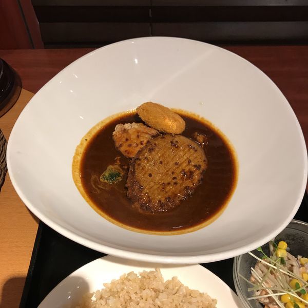 「グリルハンバーグと北海道ザンギとキャベツメンチとごろごろ野菜」@スパイスピエロ 横浜鶴見店の写真