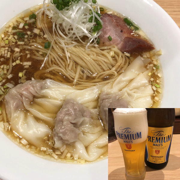 「中華そば＋ワンタン３ケ＋ビール」@中華そば 龍の眼 Produced by 創作麺工房 鳴龍の写真