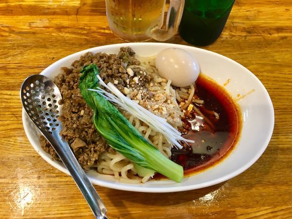 「成都式担々麺（汁無し）980円+味玉 150円」@Dandan spicy noodlesの写真