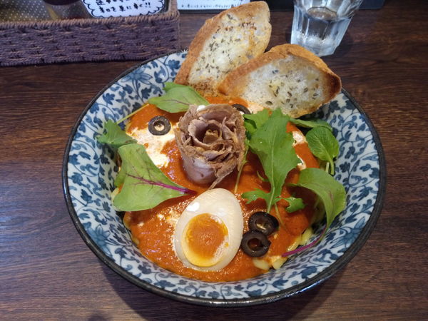 「トマトとえびのアメリケーヌ仕立ての冷製まぜそば  （限定）」@麺処はなぶさの写真