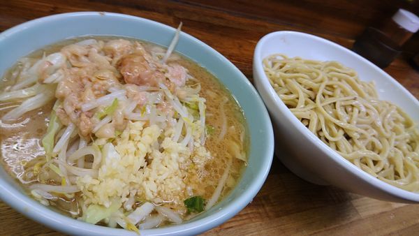 「小つけ麺、ニンニクましまし、チョイあぶら」@ラーメン二郎 新小金井街道店の写真