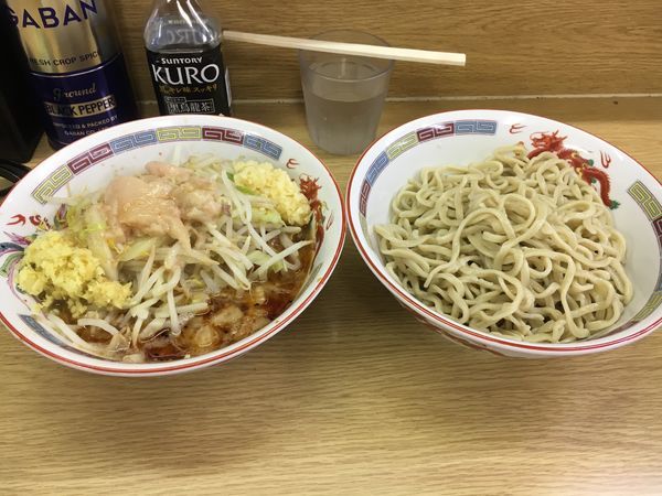 「小ラーメン つけ麺  ➕ ショウガ  ニンニク ➕ アブラ」@ラーメン二郎 栃木街道店の写真
