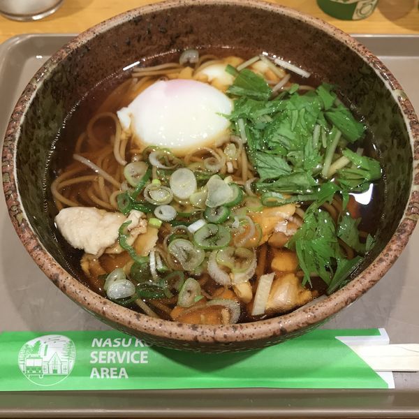 「那須鶏と御養卵の親子鶏そば（￥700）」@高原そばの写真
