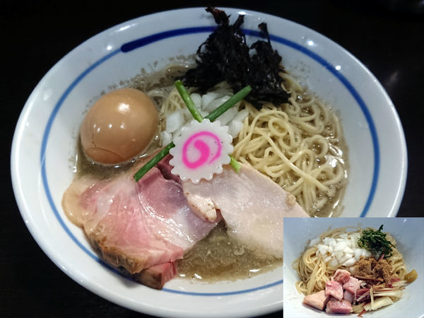 「味玉煮干しそば＋冷やし和え玉」@中華そば いづるの写真