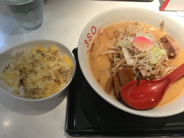 「3SOらーめん大盛830円 炙りチーズご飯200円」@RA-MEN 3SOの写真