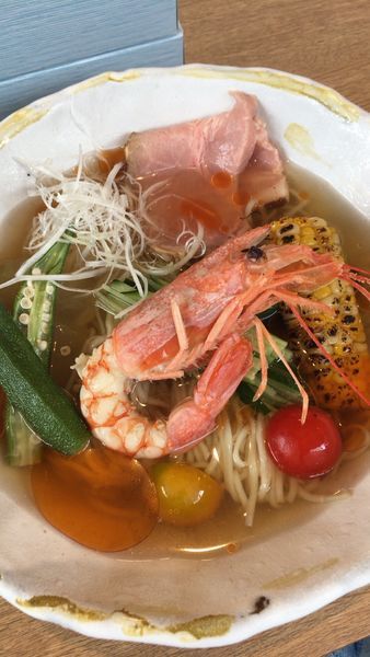 「夏野菜と海老の冷やしそば」@麺屋 椿丸の写真