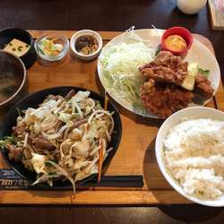 唐揚げモツのハーフ900円