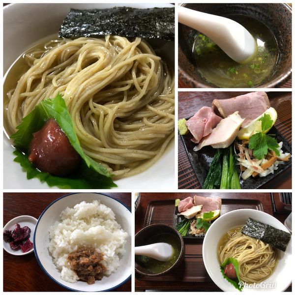 「昆布水冷製そばwith煮干ダレ 850円＋ライス150＋腕肉」@と多゛食堂の写真