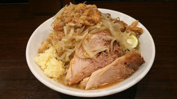 「【限定】カボス汁そば(ヤサイニンニクアブラ)+バラナンコツ」@ピコピコポンの写真