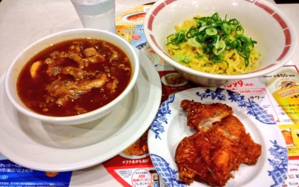 「肉盛りつけ麺 柚子風味・海南からあげセット」@バーミヤン みなとみらい店の写真