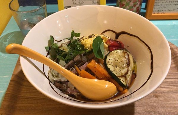 「夏の終わりのイタリアン冷やし中華(限定)＋玄米入りごはん」@ビーフラーメン&つけ麺 シゲジンの写真