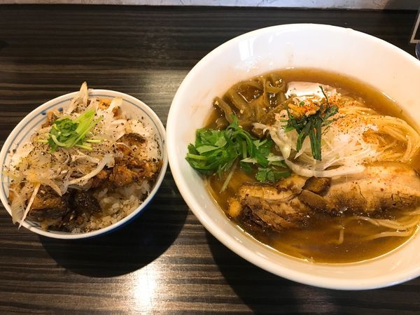 「鯵ニボセット★950円」@志奈そば 田なかの写真