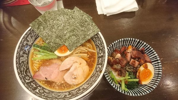「日替わりまかない飯（350円）+中村屋らーめん醤油」@中村屋の写真