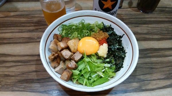 「キミスタ(ニンニク)¥950-＋缶ビール¥350-」@麺屋 はるか 秋葉原店の写真