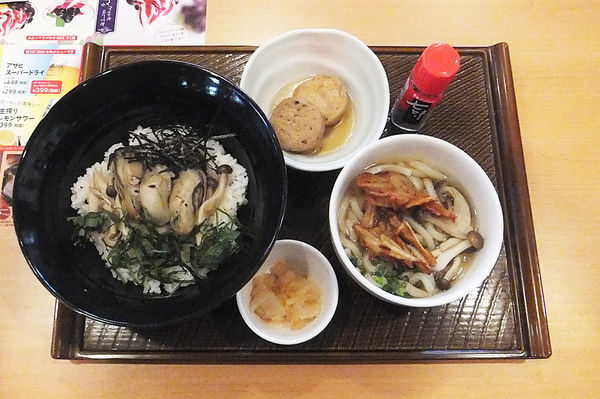 「牡蠣の漬け丼とごぼう天の小うどん膳」@ガスト 越谷大袋店の写真