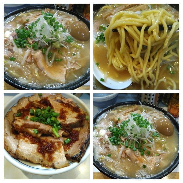 「濃厚塩味玉入りらーめん大盛り（醤油ver)＋炙チャーシュー丼」@麺屋 扇 SENの写真