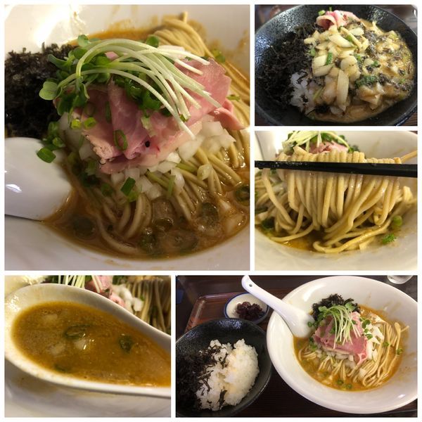 「【限定】濃い鮟肝煮干そば 900円 半ライス 100円」@と多゛食堂の写真