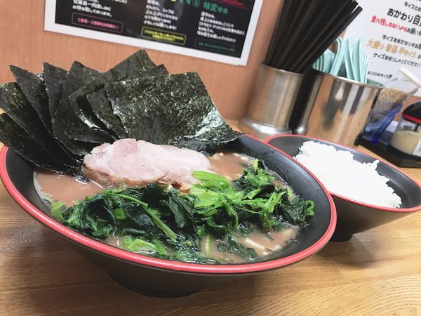 「のりほうれん草ラーメン(並)」@麺家 紫極の写真