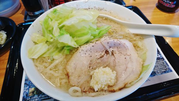 「限定/嵐げんこつらあめんGHOST+キャベツ+ライスW」@らあめん花月嵐 立川西砂店の写真