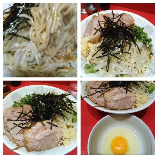 「油そば（ニンニクちょっと）＋生卵」@ラーメン二郎 西台駅前店の写真