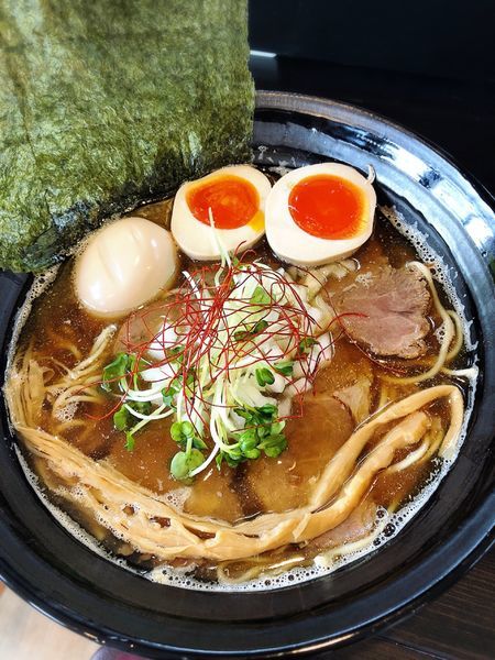 「特製にぼしらーめん(麺硬め.クーポン味玉)」@麺や 笑 ～Sho～の写真