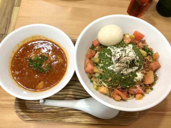 「【限定】バジルトマトまぜつけめん 大 ￥950」@アメノオトの写真