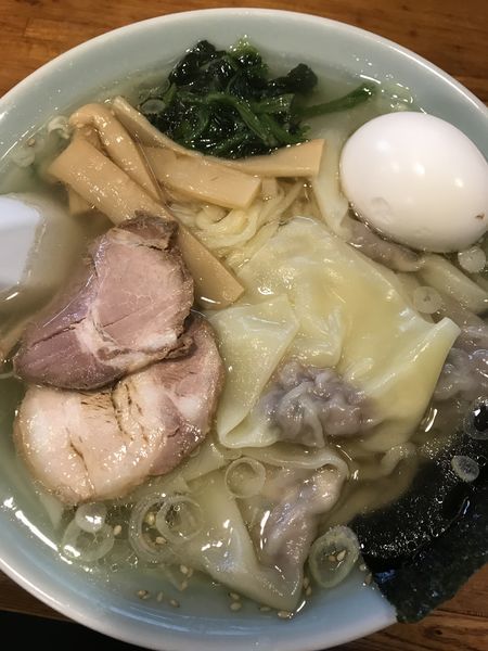 「塩ワンタン麺 煮卵トッピング」@佐野ラーメン たかのの写真